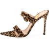 imageFSJ Women Fashion Slip On Mules Faux Suede High Heels Sandals Open Toe Stilettos Shoes Size 415 USLeopard