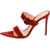 imageFSJ Women Fashion Slip On Mules Faux Suede High Heels Sandals Open Toe Stilettos Shoes Size 415 USRed