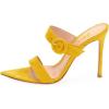 imageFSJ Women Fashion Slip On Mules Faux Suede High Heels Sandals Open Toe Stilettos Shoes Size 415 USYellow
