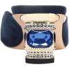 imageFSJ Women Square Open Toe Block Crystal Low Heel Mule Sandals Backless Slip On Jeweled Slide Heels Comfort Casual Slipper Dress Shoes Size 416 USBlue