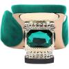 imageFSJ Women Square Open Toe Block Crystal Low Heel Mule Sandals Backless Slip On Jeweled Slide Heels Comfort Casual Slipper Dress Shoes Size 416 USGreen