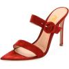 imageFSJ Women Fashion Slip On Mules Faux Suede High Heels Sandals Open Toe Stilettos Shoes Size 415 USRed