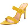 imageFSJ Women Fashion Slip On Mules Faux Suede High Heels Sandals Open Toe Stilettos Shoes Size 415 USYellow