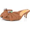 imageFSJ Women Open Toe Kitten Low Heel Sandals Slip on Rhinestone BowKnot Slipper Tassel Formal Outfit Casual Shoe Size 415 USSandy Brown