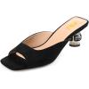 imageFSJ Women Square Open Toe Block Crystal Low Heel Mule Sandals Backless Slip On Jeweled Slide Heels Comfort Casual Slipper Dress Shoes Size 416 USBlack