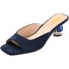 imageFSJ Women Square Open Toe Block Crystal Low Heel Mule Sandals Backless Slip On Jeweled Slide Heels Comfort Casual Slipper Dress Shoes Size 416 USBlue