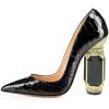 imageFSJ Women Bridal Pointed Toe Chunky High Heel Crystal Pumps Slip on Wedding Thick Comfort Unique Shoes Size 415 USBlack Snake Print