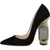 imageFSJ Women Bridal Pointed Toe Chunky High Heel Crystal Pumps Slip on Wedding Thick Comfort Unique Shoes Size 415 USBlack Suede