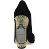 imageFSJ Women Bridal Pointed Toe Chunky High Heel Crystal Pumps Slip on Wedding Thick Comfort Unique Shoes Size 415 USBlack Suede