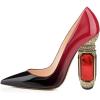 imageFSJ Women Bridal Pointed Toe Chunky High Heel Crystal Pumps Slip on Wedding Thick Comfort Unique Shoes Size 415 USBlackRed