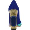 imageFSJ Women Bridal Pointed Toe Chunky High Heel Crystal Pumps Slip on Wedding Thick Comfort Unique Shoes Size 415 USBluecolorful