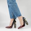 imageFSJ Women Bridal Pointed Toe Chunky High Heel Crystal Pumps Slip on Wedding Thick Comfort Unique Shoes Size 415 USBurgundy Gradient