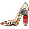 imageFSJ Women Bridal Pointed Toe Chunky High Heel Crystal Pumps Slip on Wedding Thick Comfort Unique Shoes Size 415 USCartoon