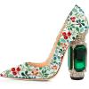imageFSJ Women Bridal Pointed Toe Chunky High Heel Crystal Pumps Slip on Wedding Thick Comfort Unique Shoes Size 415 USCherry