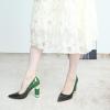 imageFSJ Women Bridal Pointed Toe Chunky High Heel Crystal Pumps Slip on Wedding Thick Comfort Unique Shoes Size 415 USEmerald Green Gradient