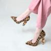 imageFSJ Women Bridal Pointed Toe Chunky High Heel Crystal Pumps Slip on Wedding Thick Comfort Unique Shoes Size 415 USLeopard Print