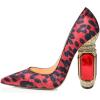 imageFSJ Women Bridal Pointed Toe Chunky High Heel Crystal Pumps Slip on Wedding Thick Comfort Unique Shoes Size 415 USRed Leopard Print