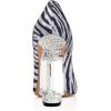 imageFSJ Women Bridal Pointed Toe Chunky High Heel Crystal Pumps Slip on Wedding Thick Comfort Unique Shoes Size 415 USStripe