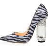 imageFSJ Women Bridal Pointed Toe Chunky High Heel Crystal Pumps Slip on Wedding Thick Comfort Unique Shoes Size 415 USStripe