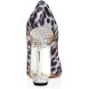 imageFSJ Women Bridal Pointed Toe Chunky High Heel Crystal Pumps Slip on Wedding Thick Comfort Unique Shoes Size 415 USWhite Leopard Print