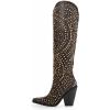 imageFSJ Women Cowboy Boots Pointed Toe Studded Rivets Knee High Boots Block Heels Western Wedding Date Travel Dress Shoes Size 416 USBlack