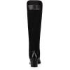 imageFSJ Women Fashion Knee High Riding Long Boots Pull On Square Closed Toe Chunky Block Thick Mid Heels Stretch Patchwork Leather Suede Fall Winter Shoes Size 415 USBlack