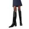 imageFSJ Women Fashion Knee High Riding Long Boots Pull On Square Closed Toe Chunky Block Thick Mid Heels Stretch Patchwork Leather Suede Fall Winter Shoes Size 415 USGreen