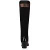 imageFSJ Women Fashion Knee High Riding Long Boots Pull On Square Closed Toe Chunky Block Thick Mid Heels Stretch Patchwork Leather Suede Fall Winter Shoes Size 415 USTan