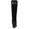 imageFSJ Women Fashion Knee High Riding Long Boots Pull On Square Closed Toe Chunky Block Thick Mid Heels Stretch Patchwork Leather Suede Fall Winter Shoes Size 415 USBlue