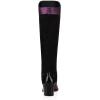 imageFSJ Women Fashion Knee High Riding Long Boots Pull On Square Closed Toe Chunky Block Thick Mid Heels Stretch Patchwork Leather Suede Fall Winter Shoes Size 415 USPurple