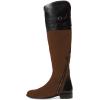 imageFSJ Women Fashion Riding Knee High Long Boots Round Toe Low Chunky Heels Winter ShoesBrown