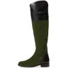 imageFSJ Women Fashion Riding Knee High Long Boots Round Toe Low Chunky Heels Winter ShoesOliver Green