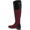 imageFSJ Women Fashion Riding Knee High Long Boots Round Toe Low Chunky Heels Winter ShoesWine Red