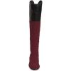imageFSJ Women Fashion Riding Knee High Long Boots Round Toe Low Chunky Heels Winter ShoesWine Red