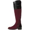 imageFSJ Women Fashion Riding Knee High Long Boots Round Toe Low Chunky Heels Winter ShoesWine Red
