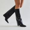 imageFSJ Women Knee High Boots Fold Over Stiletto High Heel Pointed Toe Long Boots Wide Calf Sexy Fashion Party Dress Tall Boots Size 416 USBlack
