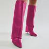 imageFSJ Women Knee High Boots Fold Over Stiletto High Heel Pointed Toe Long Boots Wide Calf Sexy Fashion Party Dress Tall Boots Size 416 USDeep Pink