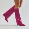 imageFSJ Women Knee High Boots Fold Over Stiletto High Heel Pointed Toe Long Boots Wide Calf Sexy Fashion Party Dress Tall Boots Size 416 USDeep Pink