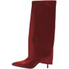 imageFSJ Women Knee High Boots Fold Over Stiletto High Heel Pointed Toe Long Boots Wide Calf Sexy Fashion Party Dress Tall Boots Size 416 USRed