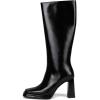 imageFSJ Women Square Toe Low Platform KneeHigh Boots Chunky High Heel Side Zipper Tall Boots Weddings Street Daily Wear Shoes Size 416 USBlack