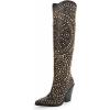 imageFSJ Women Cowboy Boots Pointed Toe Studded Rivets Knee High Boots Block Heels Western Wedding Date Travel Dress Shoes Size 416 USBlack