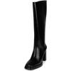 imageFSJ Women Square Toe Low Platform KneeHigh Boots Chunky High Heel Side Zipper Tall Boots Weddings Street Daily Wear Shoes Size 416 USBlack