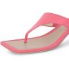 imageFSJ Women Chic Square Open Toe Mid Heel Sandals Slip On Thong Flip Flops Summer Dress Slide Shoes Size 415 USPink