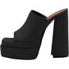 imageFSJ Women Chunky Platform Sandals Slip On Square Open Toe High Heel Sexy Mules Fashion Heeled Slide Party Date Dress Shoes Size 416 USBlack