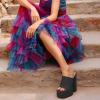 imageFSJ Women Chunky Platform Sandals Slip On Square Open Toe High Heel Sexy Mules Fashion Heeled Slide Party Date Dress Shoes Size 416 USBlack