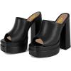 imageFSJ Women Chunky Platform Sandals Slip On Square Open Toe High Heel Sexy Mules Fashion Heeled Slide Party Date Dress Shoes Size 416 USBlack2