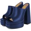 imageFSJ Women Chunky Platform Sandals Slip On Square Open Toe High Heel Sexy Mules Fashion Heeled Slide Party Date Dress Shoes Size 416 USBlue