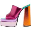 imageFSJ Women Chunky Platform Sandals Slip On Square Open Toe High Heel Sexy Mules Fashion Heeled Slide Party Date Dress Shoes Size 416 USColorful