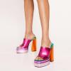 imageFSJ Women Chunky Platform Sandals Slip On Square Open Toe High Heel Sexy Mules Fashion Heeled Slide Party Date Dress Shoes Size 416 USColorful