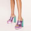 imageFSJ Women Chunky Platform Sandals Slip On Square Open Toe High Heel Sexy Mules Fashion Heeled Slide Party Date Dress Shoes Size 416 USColorfulpurple